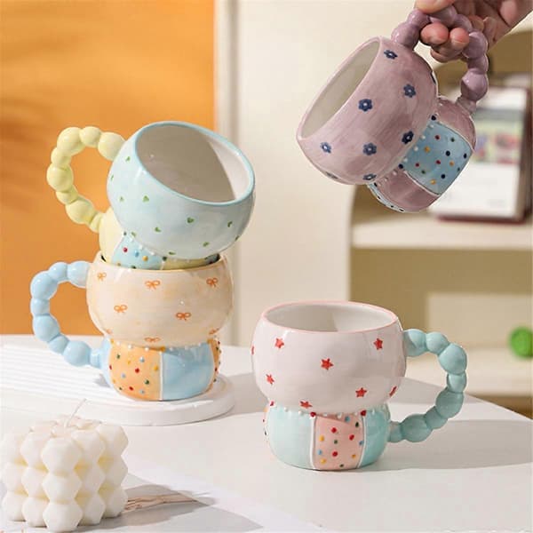 Keramisk Mugg Färg Kaffekopp Hushållskopp Frukostkopp Vattenkopp, D