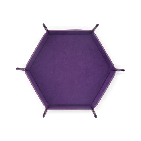 Tärningsbricka i läder, hopfällbar tärningsbricka i hexagonform, lämplig för tärningsspel Purple