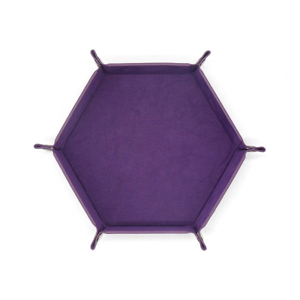 Terningbakke Læder Terning Foldbar Hexagon Bakke Terningholder Egnet Purple