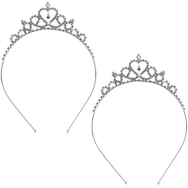 2 st Rhinestone Princess Crown Pannband Hårbågar Hårband Flickor Tiaror Party Huvudbonader Bröllopshåraccessoarer för brud, brudtärna, prinsessa