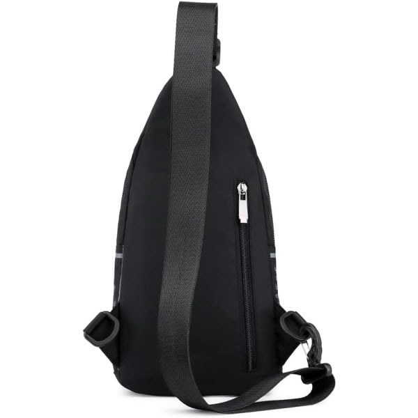 Canvas Sling Bag Ryggsekk Skulder Brystpakke for Menn Kvinner Reise Utendørs Forretning Bærbar Sykling Jakt Vandring Camping Ryggsekk Dagstursekk #30black(nylon)