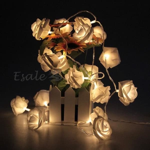 Lyslenke, 20 LED, Varmhvit Blomsterdesign, 2,1M, Bryllups- og Festdekorasjon