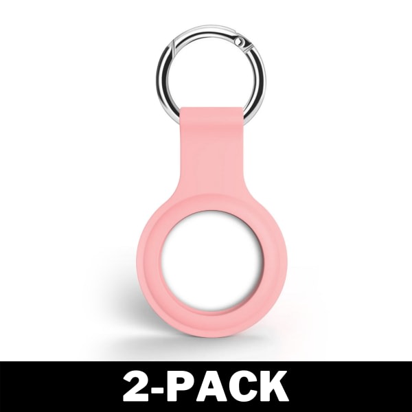 Airtag Apple Shell Silikone Med Nøglering Pink 2-Pack