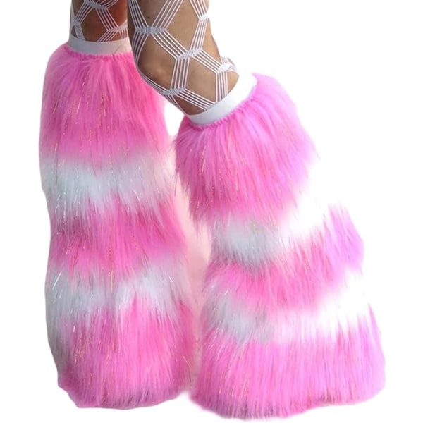 Damestrikkede/pelsbenvarmere Furry Fuzzy Benvarmere Vinterstøvlemanchetter Cover Boot Toppers Støvler med høje hæle Varme strømper