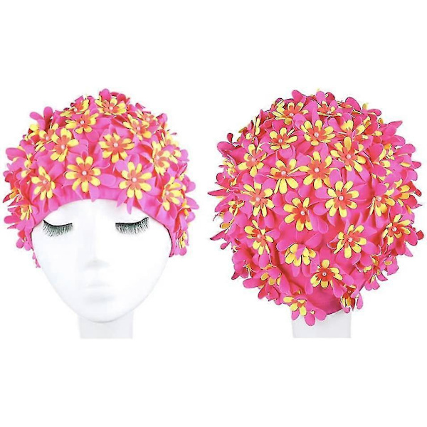 Badehætte Vintage Blomsterblad Retro Badehætte til Piger Kvinder