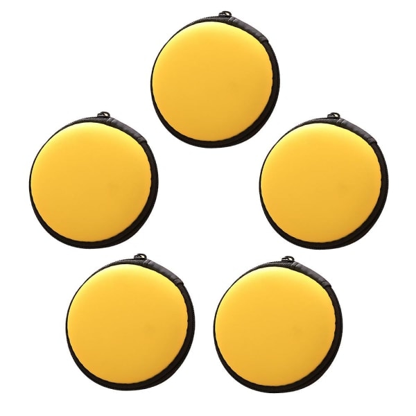 Kuulokkeiden kantolaukku, pieni pyöreä laukku matkakuulokkeille, vetoketjullinen, älypuhelimen kuulokkeille, langattomille kuulokkeille, USB-kaapelille, SD-kortille, keltainen Yellow