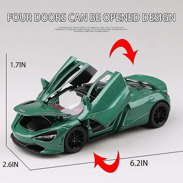 1:24 Diecast-malli McLaren 720S: Sinkkiseosauto, koristeellinen, miniatyyriajoneuvo lapsille, poikaystävälle, nuorille, lahja - Ya Green