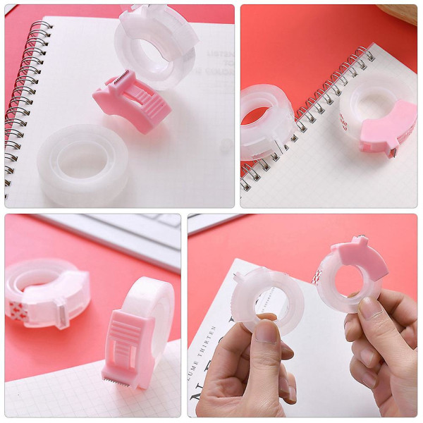 2 sett Mini Plastic Tape Dispenser Taper Cutter Selvklebende tape Cutting Tools