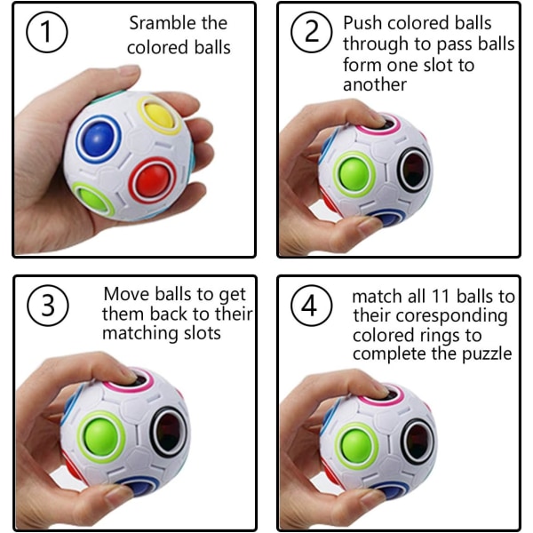 Magic Rainbow Ball, Fidget Ball Speed ​​-kuutio Puzzle Pallokuutio Aivohuiput Opetuslelusukkatäyte lapsille ja aikuisille, valkoinen