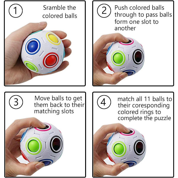 Magisk regnbågsboll, Fidget Ball Speed Cube Puzzle Ball Cube Brain Teasers Pedagogisk leksak Strumpfyllnad för barn och vuxna, Vit