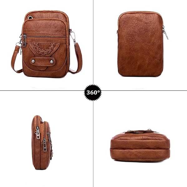 Kvinner Crossbody Telefonveske, Liten Myk Lær Håndvesker Skuldervesker Damer Multifunksjonell Veske Mini Messenger Bag