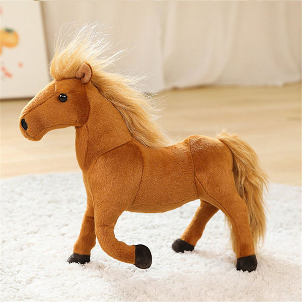 Simuleret Hest Dukke Plyslegetøj Hvid Hest Brun Hest Julegave Sofa Møbel Dekoration Brown