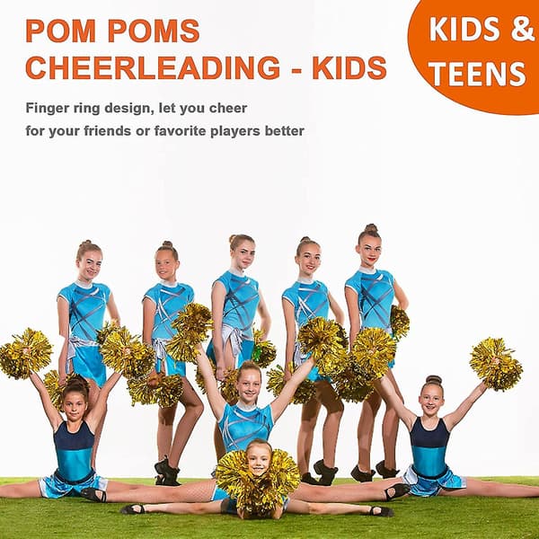 12 stk. cheerleading-pomponger for barn, metallfolie og plastring-cheer-pomponger for gutter Medium Blue Silver