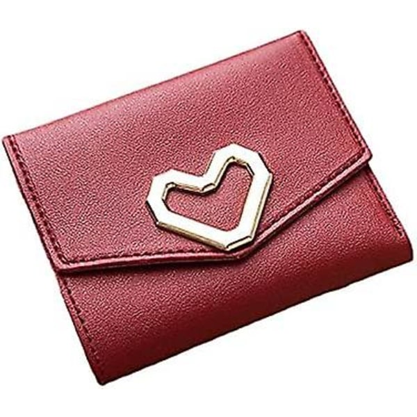 Pu skinn hjerteformet liten lommebok firkantet trefolds lommebok Lady Zero lommebok gave
