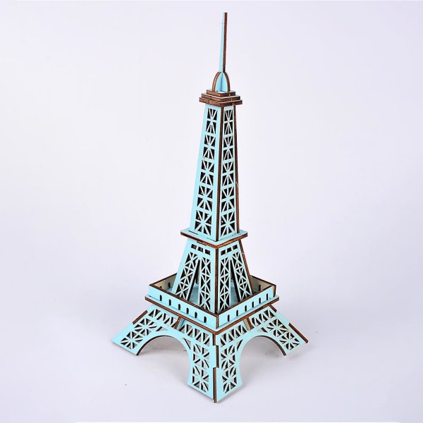 3d tre Eiffeltårnet puslespill pedagogisk brett Leketøy Gjør-det-selv morsomt stikksag for barn Barn (blå)