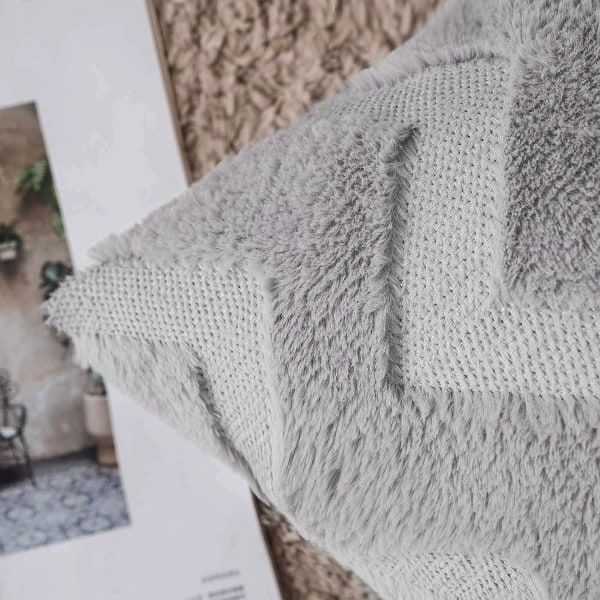 Sett med 2 putetrekk i ull imitert pels pynteputer med plysj hjemmekputer for sofa soverom stue beskytter