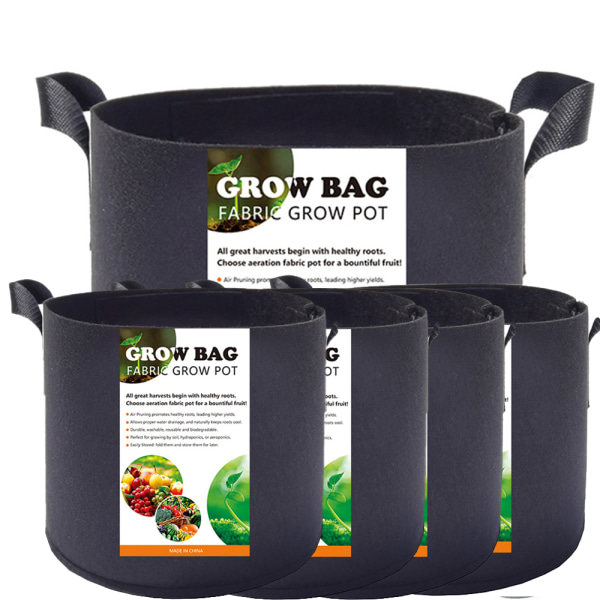 5X Blackline Non-Woven planteposer 20L - Ø 31cm Højde 26cm - Sort