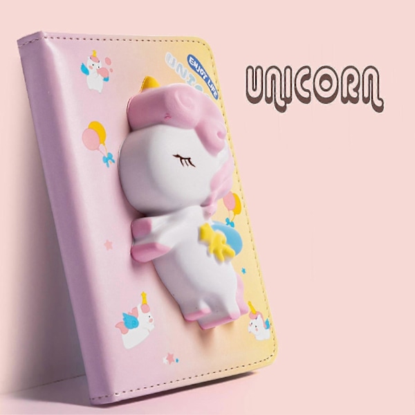 3D söpö eläinpehmoinen päiväkirja stressiä lievittävä hidas palautuva lelu syntymäpäivälahjaksi uuden vuoden lahjaksi Unicorn
