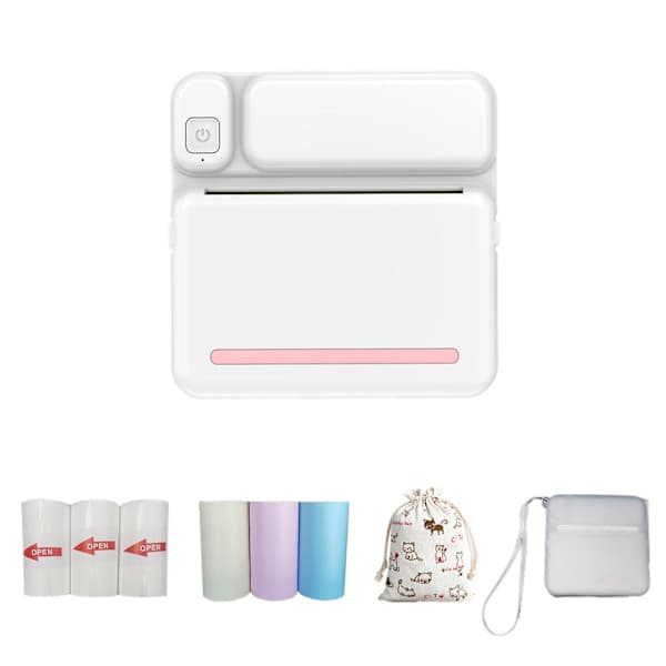 Termisk bærbar Bluetooth-printer 57 mm Mini trådløs POS termisk billedfotoprinter til Android IOS mobiltelefon FLYE1984 Pink Fri størrelse