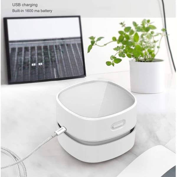Skrivebordsstøvsuger, mini skrivebordsstøvsuger, USB genopladelig, velegnet til hjem og kontor.