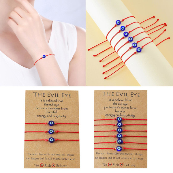 Evil Eye Charm Braided Red String Bracelet Good Luck Bracelet Jewelry for Wo null - B