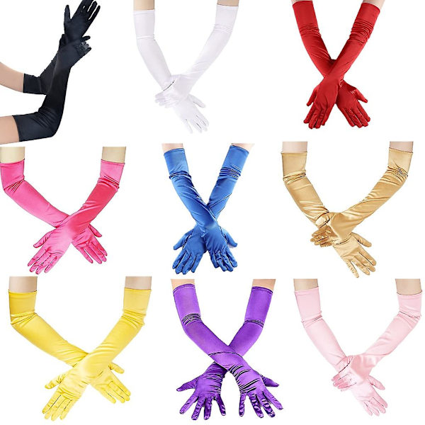 Performance Handsker Satin Lange Handsker Til Kvinder Dans Handsker Bryllupshandsker Red