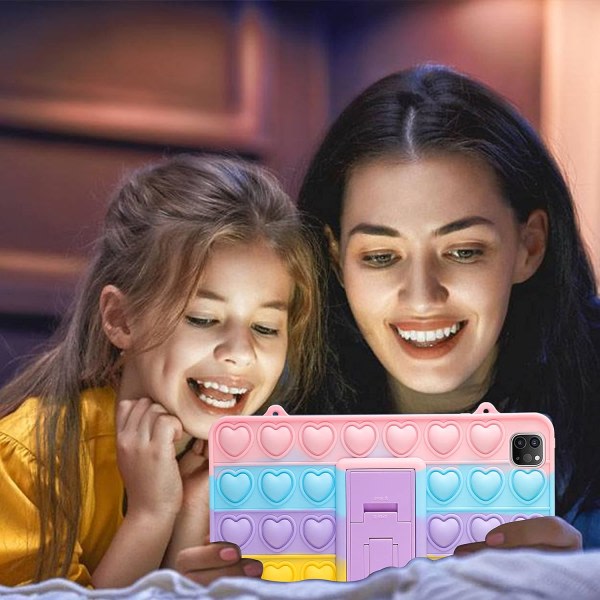 Fargehjerte for Samsung Galaxy TabA 10,1" veske 2019SM-T510/T515 Cartoon Funny Kawaii Cute Silikon Funny Cover Fashion Unique Fidget for Kids veske