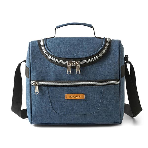 Isolert lunsjbag med doble rom Isolert matboks kjølebag perfekt for menn og kvinner Gray