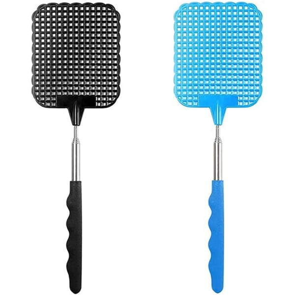 2 stycken flugsmälla, utdragbar flugsmälla, justerbar längd 26 till 72 cm (blå + svart)
