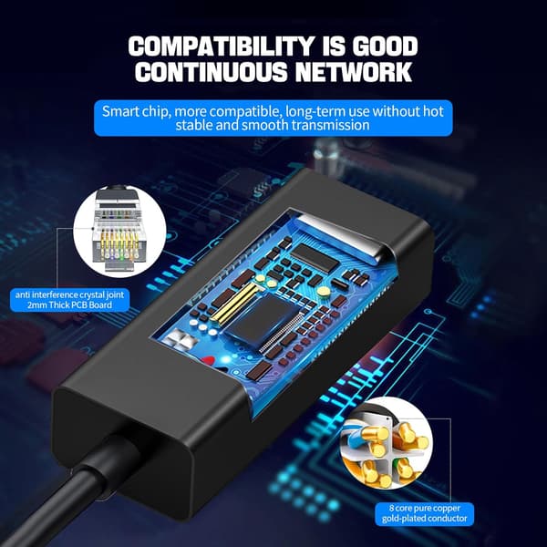 Ethernet Splitter RJ45 LAN Kabelstik 1 til 3 Netværksadapter Internetstikforlænger til Super Cat5, Cat5e, Cat6, Cat7, Cat8 Kabel
