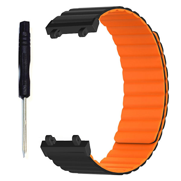 Holdbar rem til Amazfit T-rex 2 - Stødtæt armbånd, svedtæt løkke Black orange
