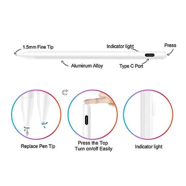 Aktiv stylus kompatibel med , styluspenner kompatibel med berøringsskjermer, oppladbar Citive 1,5 mm spiss med og andre