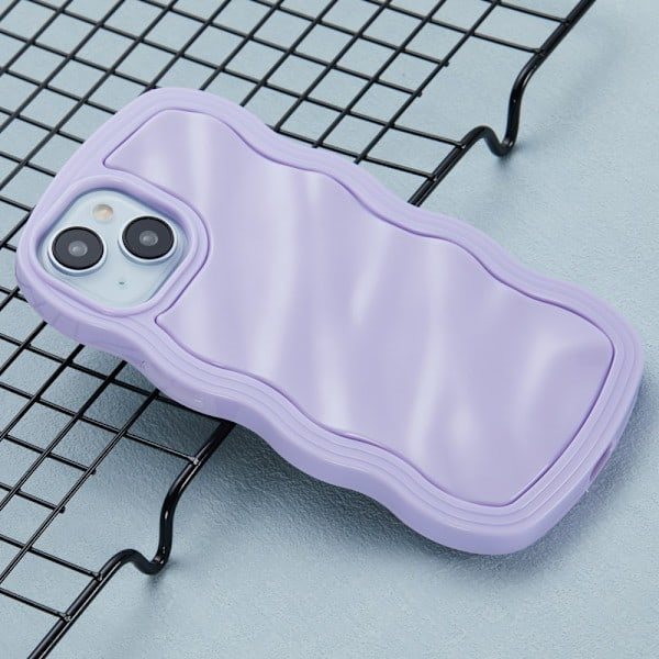iPhone 15 Cover Bølget Tekstur Lilla