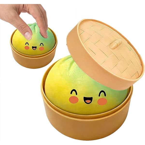 10 cm extra stor blinkande regnbågsdumpling stressavlastande sensorisk leksak med ångkokare, långsamt återfjädrande stressavlastande dumplings,
