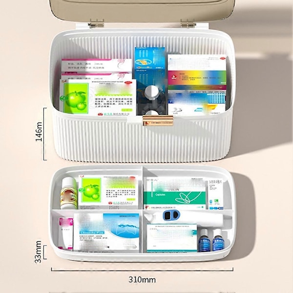 Bärbar Förvaring Klar 2 Lager Plast Medicinförvaringslåda Stor Kapacitet Nödsituation
