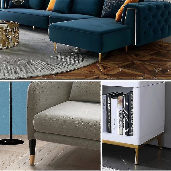 4st möbelfötter Järn Rostsäkra avsmalnande möbelben för soffbord (titan15cm 4st
