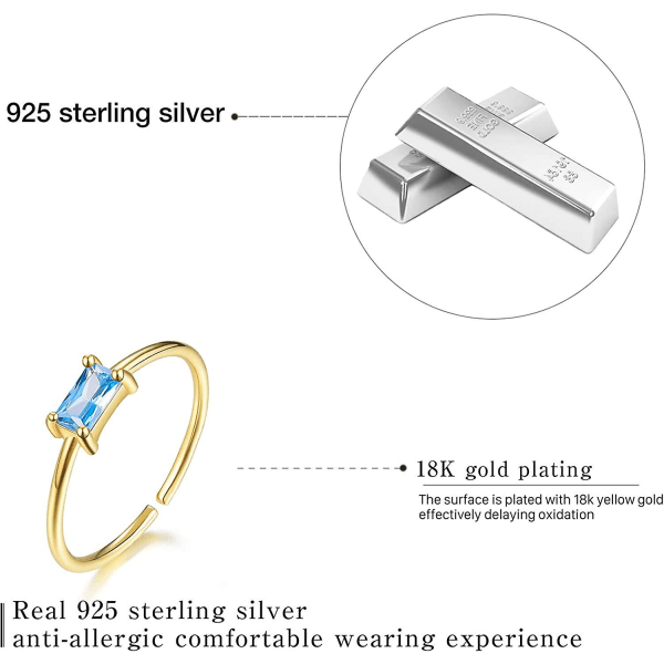 18k gullbelegg 925 sterling sølv justerbare ringer Smaragdform Cubic Zirconia ringer Brud giftering for kvinner