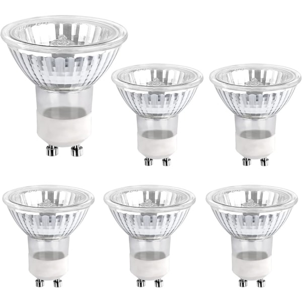 Halogeenilamppu GU10 35W 230V, 380lm Lämmin valkoinen 2700K, Himmennettävä halogeenispotti, kaappivalaisimiin, näyttölamppuihin, 6-pakkaus