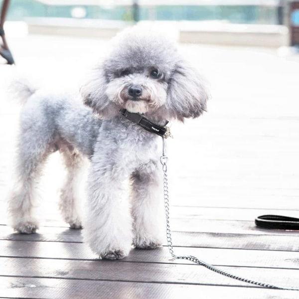 S-leash hundekæde (120cm) stål snor metal hund solid PU læder