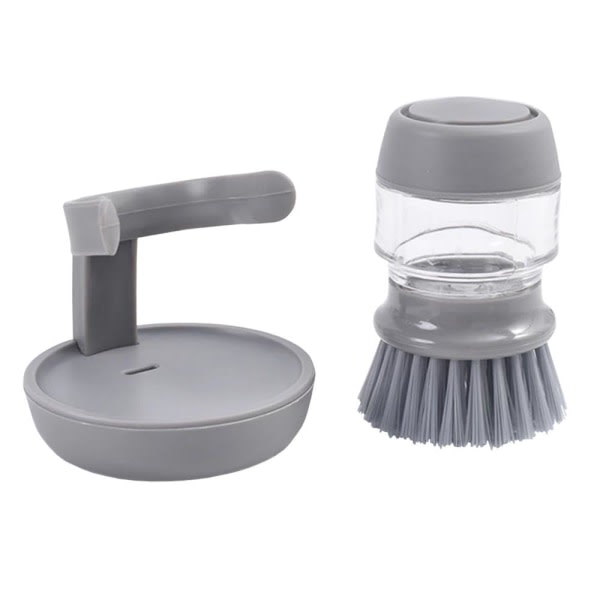 Dish brush with detergent container gray