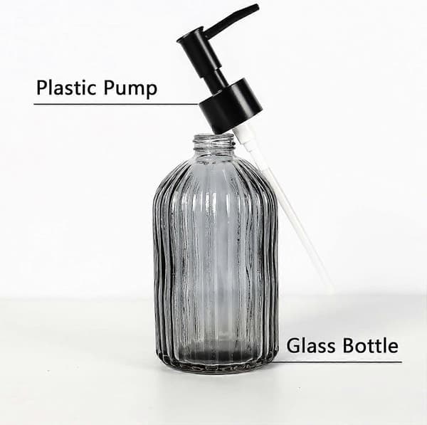2-pack Glas Tvålpumpar, 400 ml Pumpflaska, Återfyllningsbar Handtvålspump för Badrum, Tvättstuga