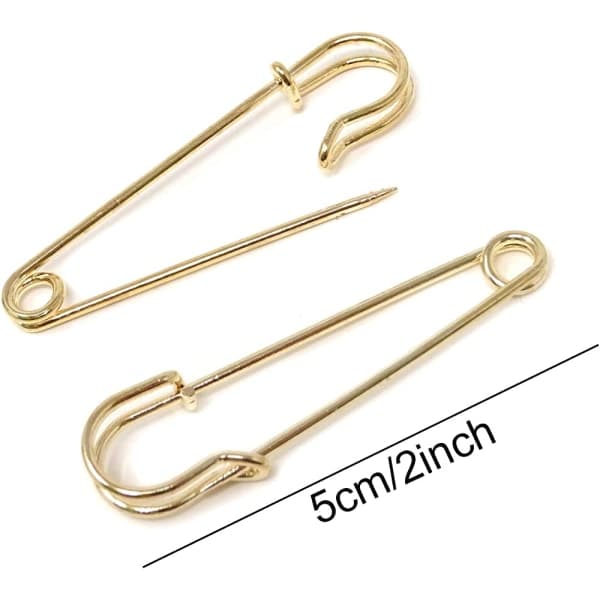 30 stk. 5 cm/2 tommer sikkerhedsnåle til tæpper, trøjer, sjaler, kilte, håndarbejde (guld)