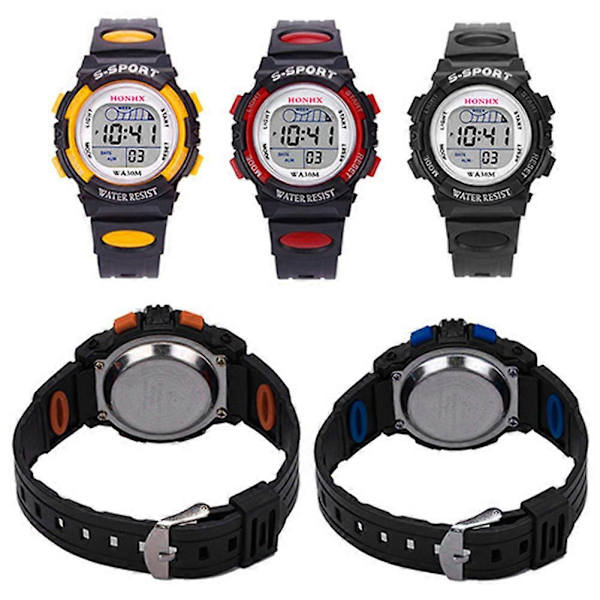 Mænds Studenter Mode Digital Multifunktionel Alarm Sports Armbåndsur Orange