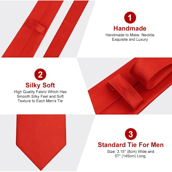 Herre slips, klassisk herre ensfarget sateng slips, premium ensfarget slips med flere farger, formelle slips for menn forretningsbryllupsfest arbeidsslips