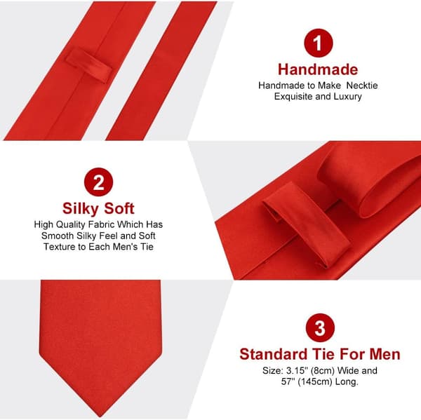 Herrebinder, Klassisk Herre Solid Satin Halsbind, Premium Ren Farve Halsbind med Flere Farver, Formelle Halsbind til Mænd Forretnings Bryllupsfest Arbejdsbind