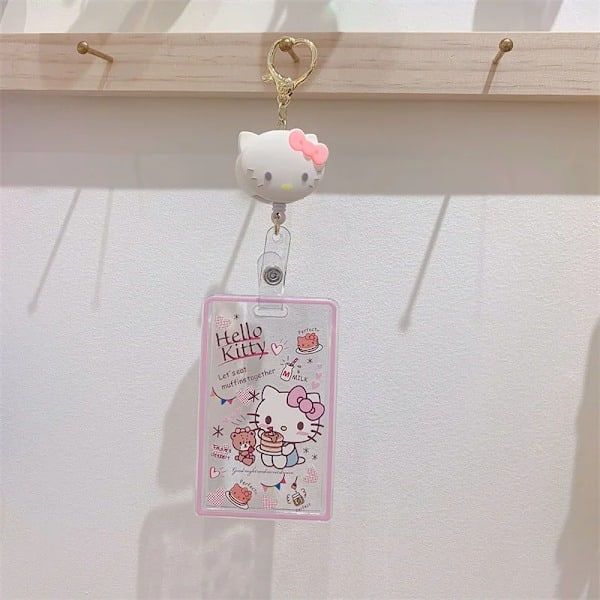 Kuromi Kitty Kawaii Cartoon Transparent Bank Identity Bus ID Credit Card Holder Case Retractable Badge Holder Business Card