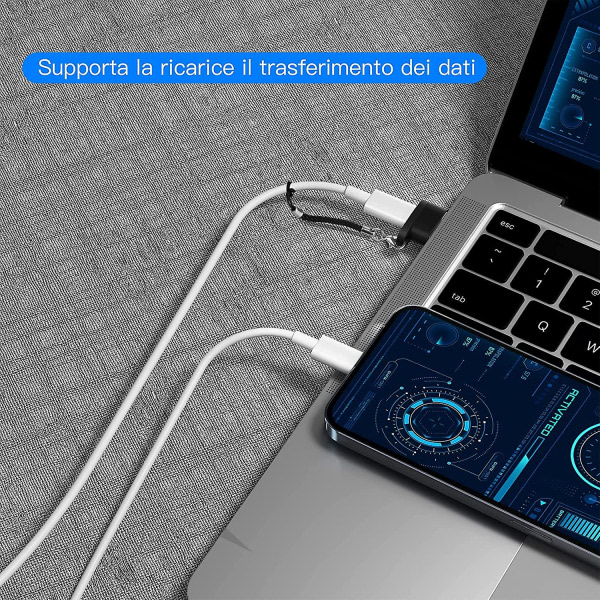 USB C - USB -sovitin, USB-uros - USB C -naaras, musta [2-pakkaus], kannettava USB C tukee nopeaa latausta ja tiedonsiirtoa