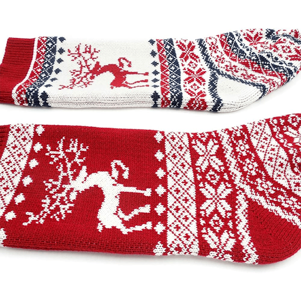 2-pack Julstrumpor i Stickad Spisförvaring, Hängande Strumpa