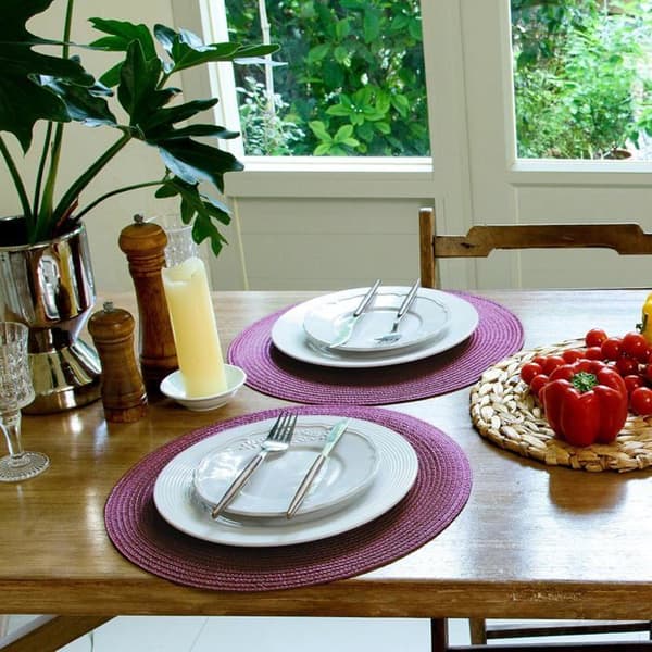 Sett med 8 PP-bordbrikker, vaskbare, sklisikre, slitesterke, 38 cm i diameter, kaffefarge.