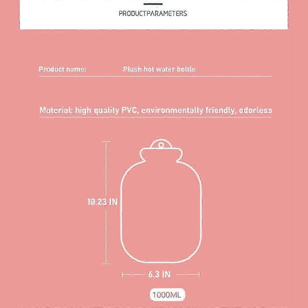 Varmvattenflaska Tecknad Plysch Bärbar Mini 1000ML-Matcha Grön